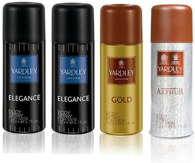 

Yardley London Elegance & Gold & Arthur Body Spray - For Men(600 ml, Pack of 4)
