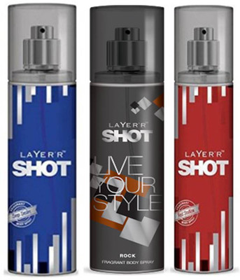 

Layer'r Shot Deep Desire, Rock, Red Stalian Fragrance Body Spray Deodorant Spray - For Men(135 ml, Pack of 3)
