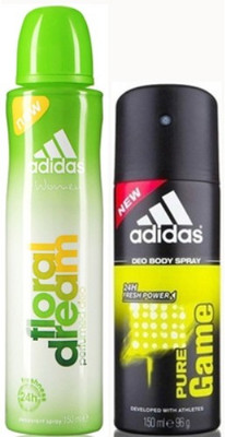 

ADIDAS Floral Dream and Pure Game Body Spray - For Men & Women(300 ml, Pack of 2)