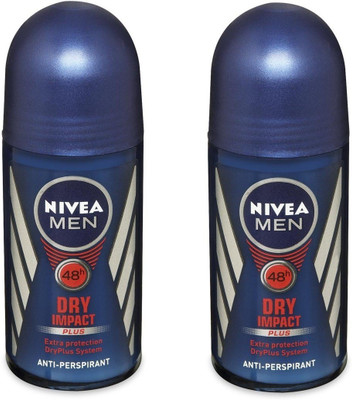 

Nivea Men 48h Dry Impact Plus extra protection antiperspirant ( Pack of 2 ) Deodorant Roll-on - For Men(100 ml, Pack of 2)
