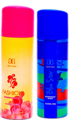 

Arochem Fashion Blue Star Deodorant Spray - For Men & Women(400 ml, Pack of 2)