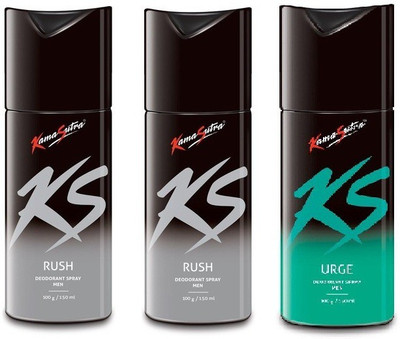 

KamaSutra Rush pack of 2 + Free Urge Deodorant Spray - For Men(450 ml, Pack of 3)