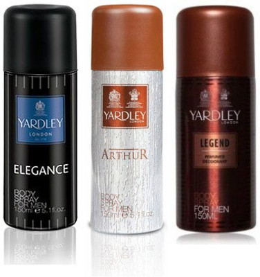 

Yardley London Elegance & Arthur & Legend Body Spray - For Men(450 ml, Pack of 3)