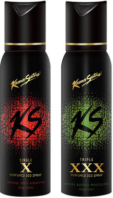 

KamaSutra Combo Single X & XXX Tripple Body Spray - For Men(120 ml, Pack of 2)