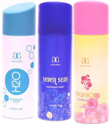 

Arochem Combo H2O Seven Seas Fashion Deodorant Spray - For Men & Women(600 ml, Pack of 3)
