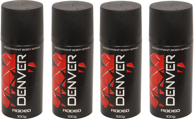 Denver 4 Ro Deo Deodorant Spray - For Men(400 ml, Pack of 4)
