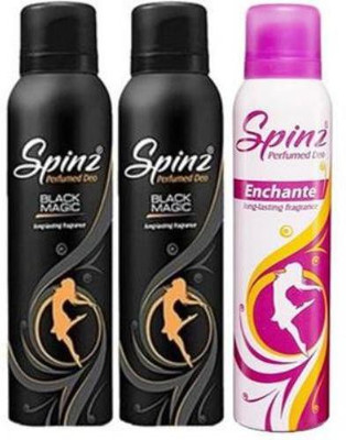 

Spinz Black Magic and Enchante Body Spray - For Men & Women(450 ml, Pack of 3)
