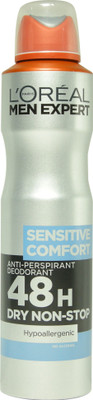 

L'Oreal Paris Sensitive Comfort No Alcohol Dry Non-Stop Anti-Perspirant With Ayur Soap Deodorant Spray - For Men(250 ml)