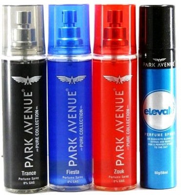 

Park Avenue Elevate 50 Gm, Zouk, Trance & Fiesta Deodorant Spray - For Men(463 ml)