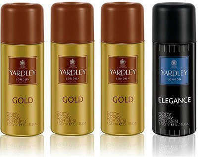 

Yardley London Gold & Elegance Body Spray - For Men(600 ml, Pack of 4)