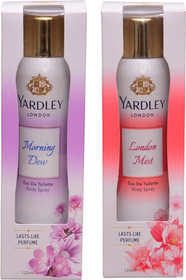 Yardley London MORNING DEW::LONDON MIST Perfume Body Spray - For Women(240 ml, Pack of 2)