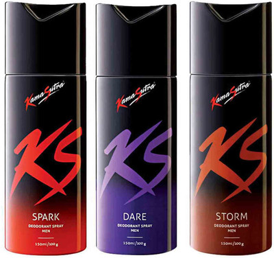 

KamaSutra Spark, Dare, Storm Perfume Body Spray - For Men(150 ml, Pack of 3)