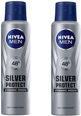 

Nivea 48h Silver Protect Dynamic Power Anti-Perspirant Deodorant Spray - For Men(150 ml, Pack of 2)