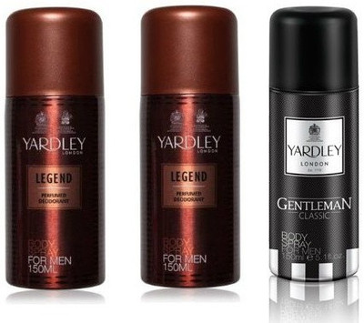 

Yardley London Legend & Gentleman Body Spray - For Men(450 ml, Pack of 3)