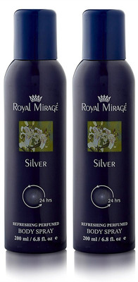 

Royal Mirage 2 Silver Deodorant Spray - For Men & Women(400 ml, Pack of 2)