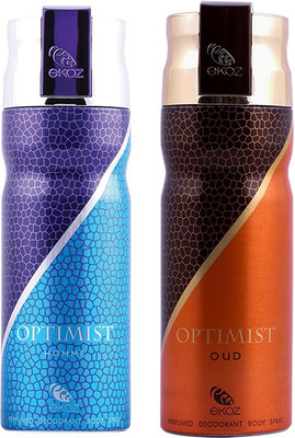 

EKOZ Optimist Men And Oudh Deodorant Combo (Pack Of 2, 200 ml Each) Body Spray - For Men & Women(200 ml, Pack of 2)