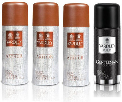 

Yardley London Arthur & Gentleman Body Spray - For Men(600 ml, Pack of 4)