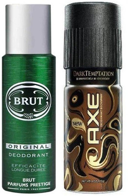 

Axe & Brut Original and Dark Temtation Deodorant Spray - For Men & Women(200 ml, Pack of 2)