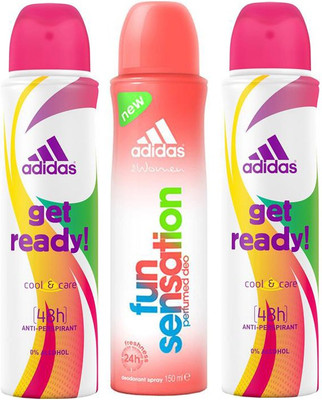 

ADIDAS Get Ready & Fun Sensation Deodorant Spray - For Women(150 ml, Pack of 3)