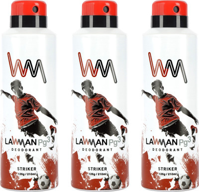 

LAWMAN PG3 Striker, Striker, Striker Deodorant Spray - For Men(210 ml, Pack of 3)