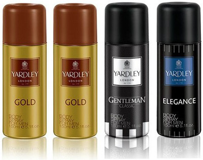 

Yardley London Gold & Gentleman & Elegance Body Spray - For Men(600 ml, Pack of 4)