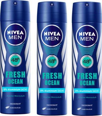 

Nivea MEN Fresh Ocean Longlasting Pack of 3 Deodorant Spray - For Men(150 ml, Pack of 3)