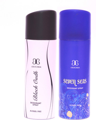 

Arochem Black Oudh Seven Seas Deodorant Spray - For Men & Women(400 ml, Pack of 2)