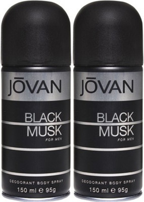 Jovan Black Musk Deodorant Spray (Pack of 2) Body Mist - For Men(300 ml, Pack of 2) available at flipkart for Rs.378