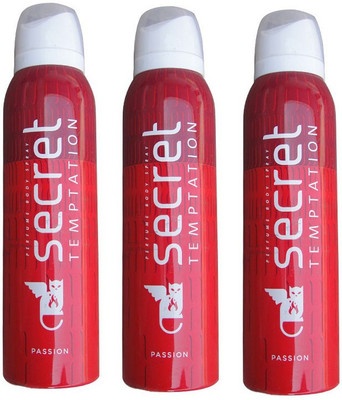 secret temptation Passion Deodorant Spray - For Women(450 ml, Pack of 3)