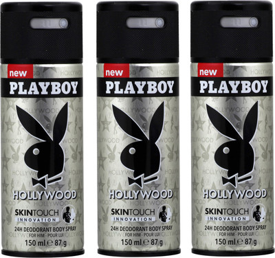 

Playboy Hollywood Set Of 3 Deodorant Spray - For Men(150 ml, Pack of 3)