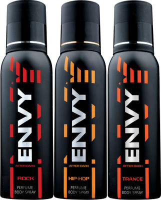 

Envy Hip Hop, Trance & Rock Deo Combo (Pack of 3) Body Spray Body Spray - For Men(390 ml, Pack of 3)