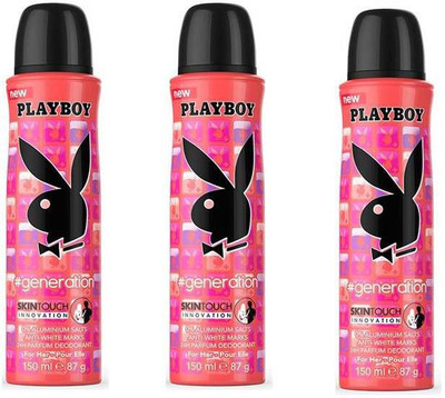 

Playboy Generation Set Of 3 Deodorant Spray - For Women(450 ml, Pack of 3)