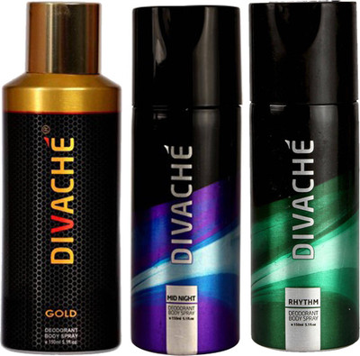 

Divache Gold, MidNight, Rhythm Body Spray - For Men(150 ml, Pack of 3)
