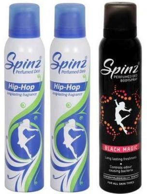 

Spinz Hip Hop and Black Magic Body Spray - For Women(450 ml, Pack of 3)