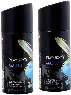 

Playboy Malibu Set of 2 Deodorant Spray - For Men(150 ml, Pack of 2)