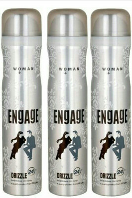 

ENGAGE Three Pieces Drizzle Perfume Body Spray - For Women(300 ml, Pack of 3)