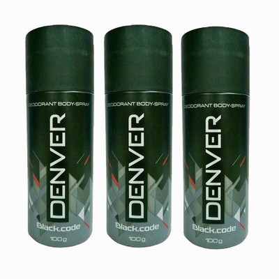 

Denver Black Code Deodorant Spray - For Men(100 g, Pack of 3)