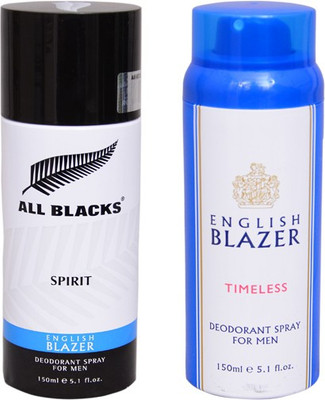 

English Blazer 1 ALL BLACKS::1 TIMELESS Deodorant Spray - For Men(200 g, Pack of 2)