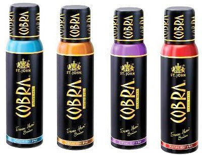 

St. John COBRA NO GAS DEO - COMBO SET OF 4 Body Spray - For Men(400 ml, Pack of 4)