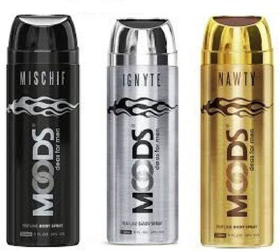 

Moods ignyte+naughty+mischeif Body Spray - For Men(450 ml, Pack of 3)