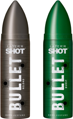 

Layer'r Shot Bullet Reload and Burst Body Spray - For Men(240 ml, Pack of 2)