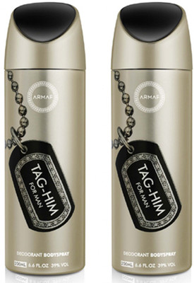 

Armaf Tag Him for Men Deodorant Pack of 2 Perfume Body Spray - For Men(400 ml, Pack of 2)