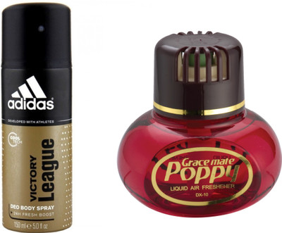 

ADIDAS Victory League Deo + Poppy Car Air Freshener (Strawberry) Free Deodorant Spray - For Men & Women(150 ml)