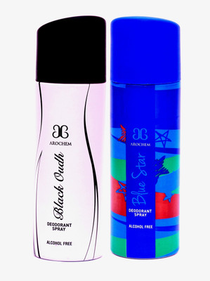 

Arochem Black Oudh Blue Star Deodorant Spray - For Men & Women(400 ml, Pack of 2)