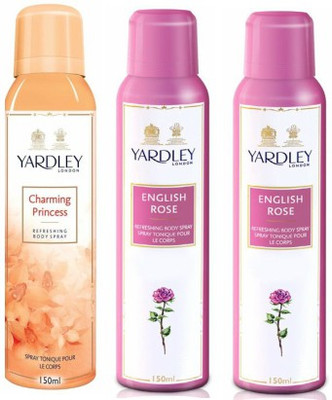

Yardley London Princess & English Rose Body Spray - For Women(450 ml, Pack of 3)