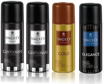 

Yardley London Gentleman & Gold & Elegance Body Spray - For Men(600 ml, Pack of 4)