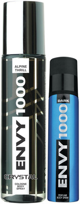 

Envy 1000 Alpine Thrill Crystal Deo 135 Ml & Dark Spray Nano 40 Ml Deodorant Spray - For Men(175 ml, Pack of 2)