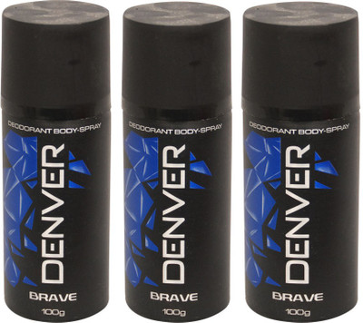 

Denver 3 Brave Deodorant Spray - For Men(300 ml, Pack of 3)