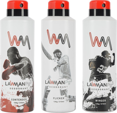 

LAWMAN PG3 Winger Contender , Flicker Deodorant Spray - For Men(210 ml, Pack of 3)