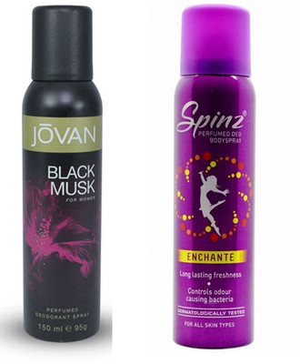 Jovan Black Musk And Enchante Body Spray - For Women(300 ml, Pack of 2) Flipkart